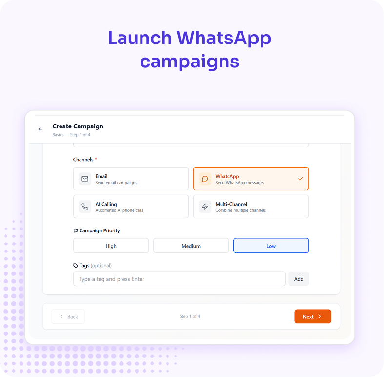Launch WhatsApp campaigns